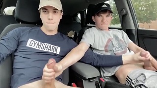Super hot twink boys masturbate in car